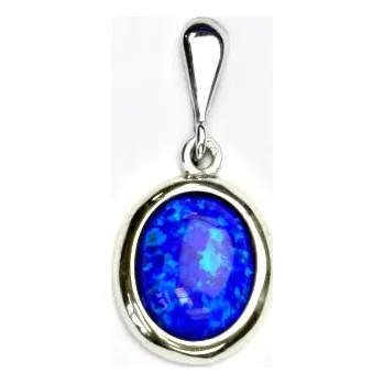 Přívěsek Zlatý přívěsek, bílé zlato, tmavě modrý syntetický opál, P 1453