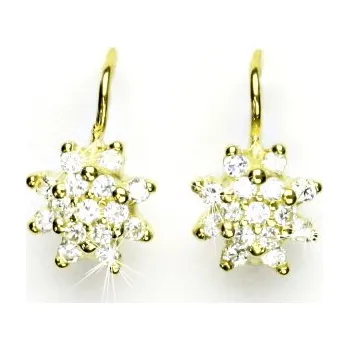 Náušnice Zlaté náušnice kytičky , žluté zlato, čiré zirkony, náušnice ze zlata - VE 50