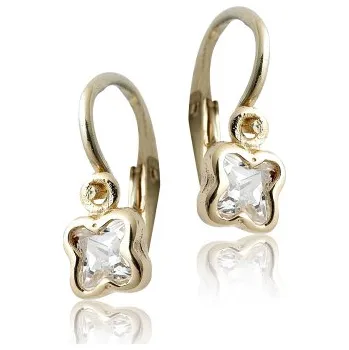 Náušnice Zlaté dětské náušnice, žluté zlato se zirkony - VE 176