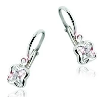 Náušnice Zlaté dětské náušnice, bílé zlato se zirkony - VE 176
