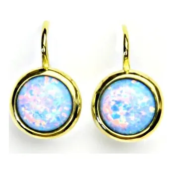 Náušnice Zlaté náušnice,žluté zlato,syntetický sv. modrý opál,náušnice s opálem, NK 1503