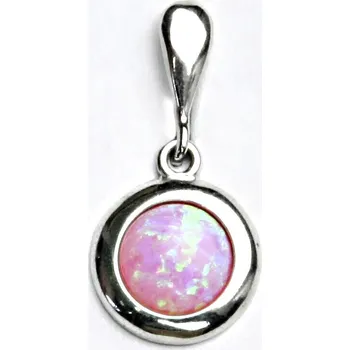 Přívěsek Zlatý přívěsek, bílé zlato, růžový syntetický opál, P 1472/22