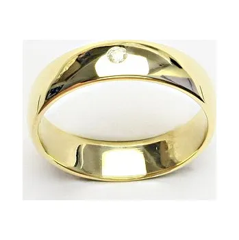 Prsten Zlatý prsten, hladký kroužek se zirkonem, snubní prsten, T 1132