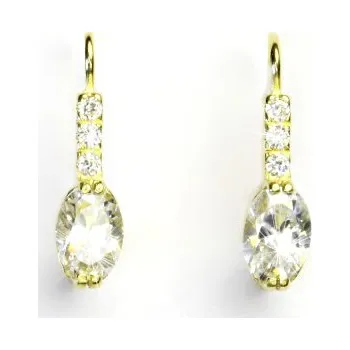 Náušnice Zlaté náušnice, žluté i bílé zlato, čiré zirkony - VE 9