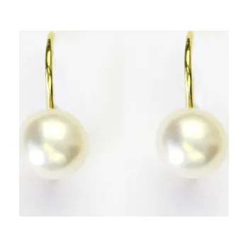 Náušnice Zlaté náušnice, bílá přírodní říční perla, žluté zlato, NK 1183