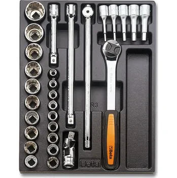 SADA NÁŘADÍ-MODEL 2424/T81 29KS V PODESTĚ Z PVC (Tvrdá přihrádka tvarovaná za tepla, se sadou nástrojů)