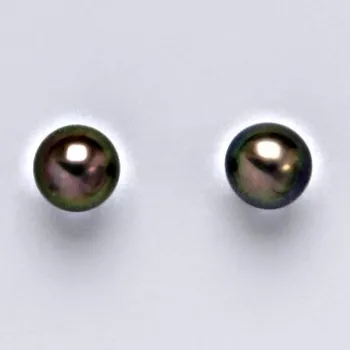 Náušnice Náušnice z bílého zlata, přírodní říční perla černá 7,5 mm,zapínání na šroubek, NŠ 1183