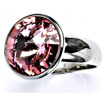 Prsten Zlatý prsten se Swarovski krystalem light rose , bílé i žluté zlato - T 1372