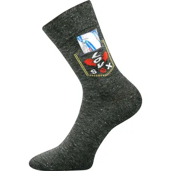 Pánská móda KAPSIK speciální pánské vtipné ponožky s prezervativem Boma 39-42 šedý melír