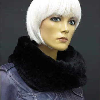 Šála Špongr Kožešinový nákrčník / šála z králíka S41 černý