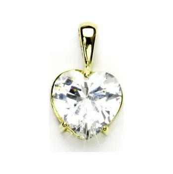 Přívěsek Zlatý přívěsek, žluté zlato, srdíčko se zirkonem, čirý zirkon, srdce, P 1006