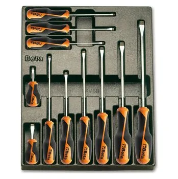 Šroubovák SADA ŠROUBOVÁKŮ-MODEL 2424/T167 11KS V PODESTĚ Z PVC. (Tvrdá přihrádka tvarovaná za tepla, se sadou nástrojů)