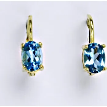 Náušnice Zlaté náušnice,přírodní topaz, žluté zlato 14 ct, váha 2,01 g,NK 1246