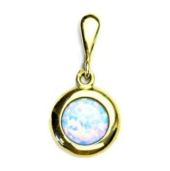 Přívěsek Zlatý přívěsek, žluté zlato, světle modrý syntetický opál, P 1472/22