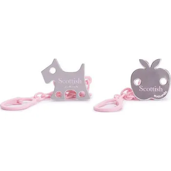 klip na dudlíky Scottish klip na dudlík s řetízkem, růžový