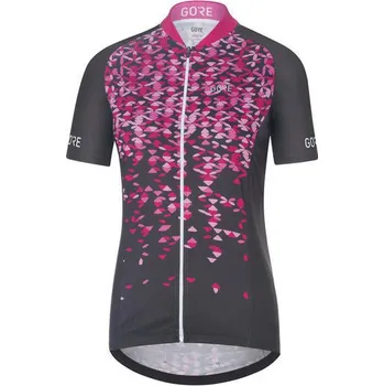 cyklistický dres GORE C3 Women Petals Jersey-raven brown/raspberry rose 34