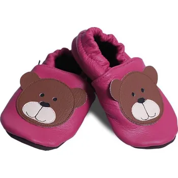 Capáčky AFELO Kožené capáčky - MEDVÍDEK malinový 4-5 let