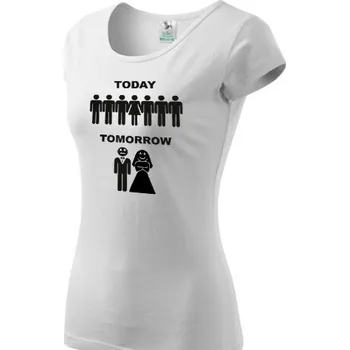 Party dekorace Svatební tričko na rozlučku tomorrow - bílé - vel.XL