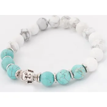 Souprava šperků Náramek Buddha howlite a tyrkys