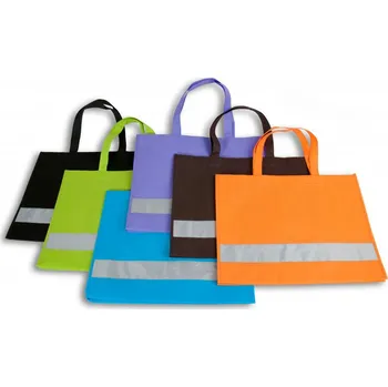 Nákupní taška s reflexním pruhem - ČERNÁ