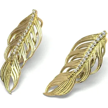 Prsten Náušnice s diamanty ze žlutého zlata ručně vyrobené andělská křídla J-29944-18 (J-29944-18 - POŠTOVNÉ ZDARMA!!)