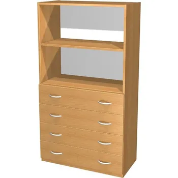 Policová skříň Kancelářská skříň čtyřzásuvková polootevřená – F88