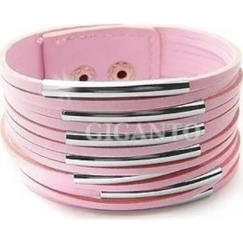 Náramek Kožený náramek - růžový, Japan Style