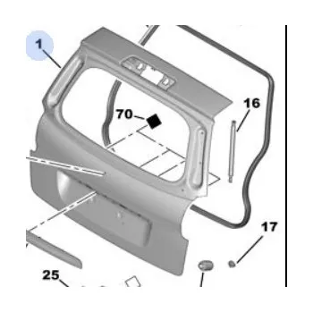 Zadní světlomet Peugeot 207 zadní víko 8701X8