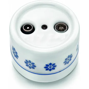 vypínač FONTINI by Font Barcelona Porcelánová zásuvka GARBY R/TV + SAT Barva: modro/stříbrný dekor 30 712 61 2