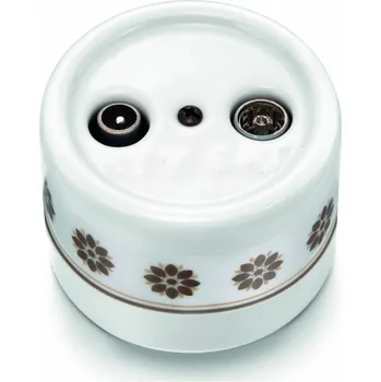vypínač FONTINI by Font Barcelona Porcelánová zásuvka GARBY R/TV + SAT Barva: hnědo/zlatý dekor 30 712 63 2