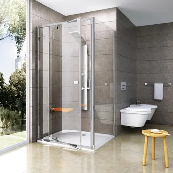 RAVAK Pivot PPS-90 90G70300Z1 stěna čirá, lesklý hliník