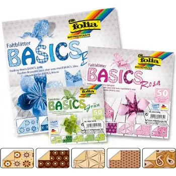 Barevný papír Folia Origami papír BASICS 80g - 20x20cm - BRAUN