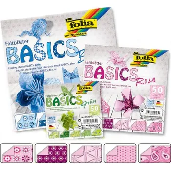 Barevný papír Folia Origami papír BASICS 80g - 15x15cm - ROSA