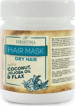 Vlasová regenerace Hristina Přírodní vlasová maska pro suché vlasy se lnem, kokosem a jojobovým olejem 200 ml