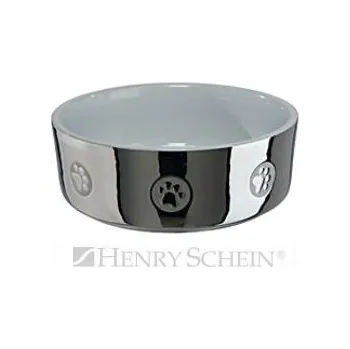 Miska pro psa Miska keramická stříbrná s tlapkou 1,5l - 19cm