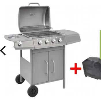 Zahradní gril Plynový gril BBQ 4+1 černostříbrný