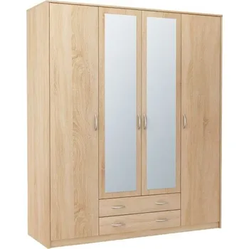 Šatní skříň Skříň Vika čtyřdvéřová se zrcadlem 168cm - Skříň čtyřdvéřová se zrcadly