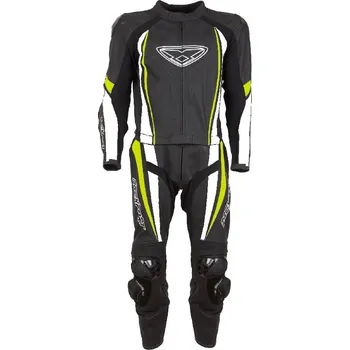 Moto kombinéza MISANO 2PZ - černo žlutá fluo kožená kombinéza PREXPORT - 54