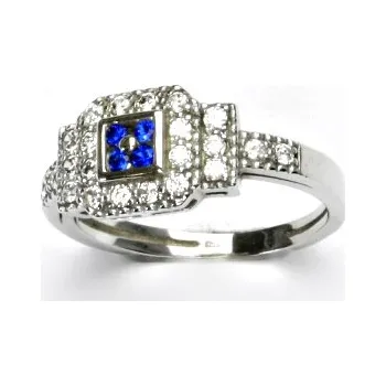 Prsten Stříbrný prsten, prstýnek se zirkony, čiré a modré zirkony, VR 210