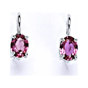 Náušnice Stříbrné náušnice na patent se zirkonem fuchsia 7x5 mm, NK 1246