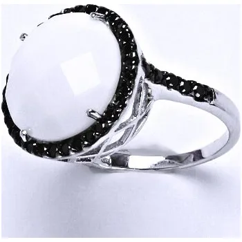 Prsten Stříbrný prsten, prsten ze stříbra, syntetický černý zirkon, váha 5,1 g, vel.54,5