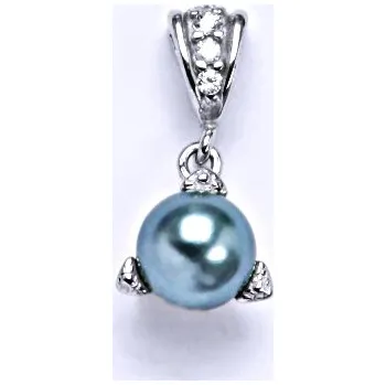 Přívěsek Stříbrný přívěšek s uměloušedomodrou perlou 8 mm,přívěšek ze stříbra P 1220/1