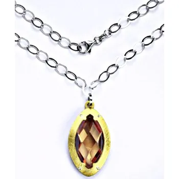 Náhrdelník Stříbrný náhrdelník se syntetickým oranžovým zirkonem, 23,58 g