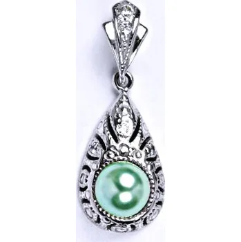 Přívěsek Stříbrný přívěšek s umělou zelenou perlou 8 mm, P 1218/1