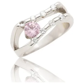 Prsten Stříbrný prsten se zirkony růžové a bílé barvy-VR301