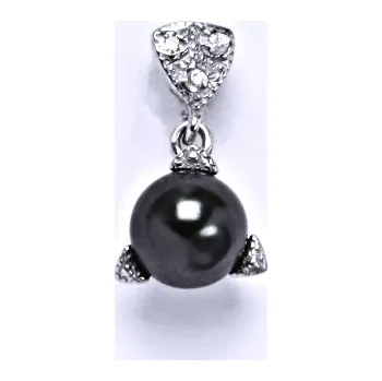 Přívěsek Stříbrný přívěšek s umělou černou perlou 8 mm,přívěšek ze stříbra P 1220/21