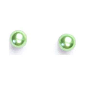 Náušnice Stříbrné náušnice synt perla 6 mm , perlové náušnice, NŠ 1183 zelená A