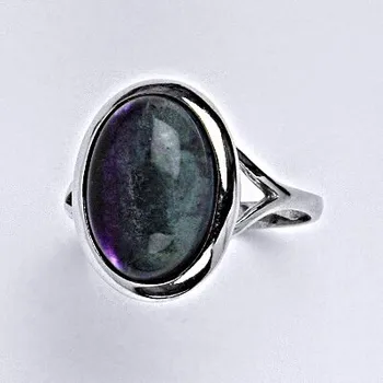 Prsten Stříbrný prsten s přírodním kamenem fluorit 14 x 10 mm T 1454 m