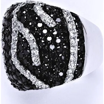 Prsten Stříbrný prsten s černými a čirými zirkony,prsten ze stříbra,váha 15,35 g