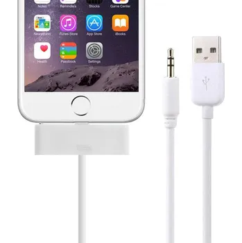 Datový kabel Synchronizační, nabíjecí a 3,5 mm AUX audio propojovací kabel pro Apple iPhone 6 Plus / 6S Plus - bílý - 1m